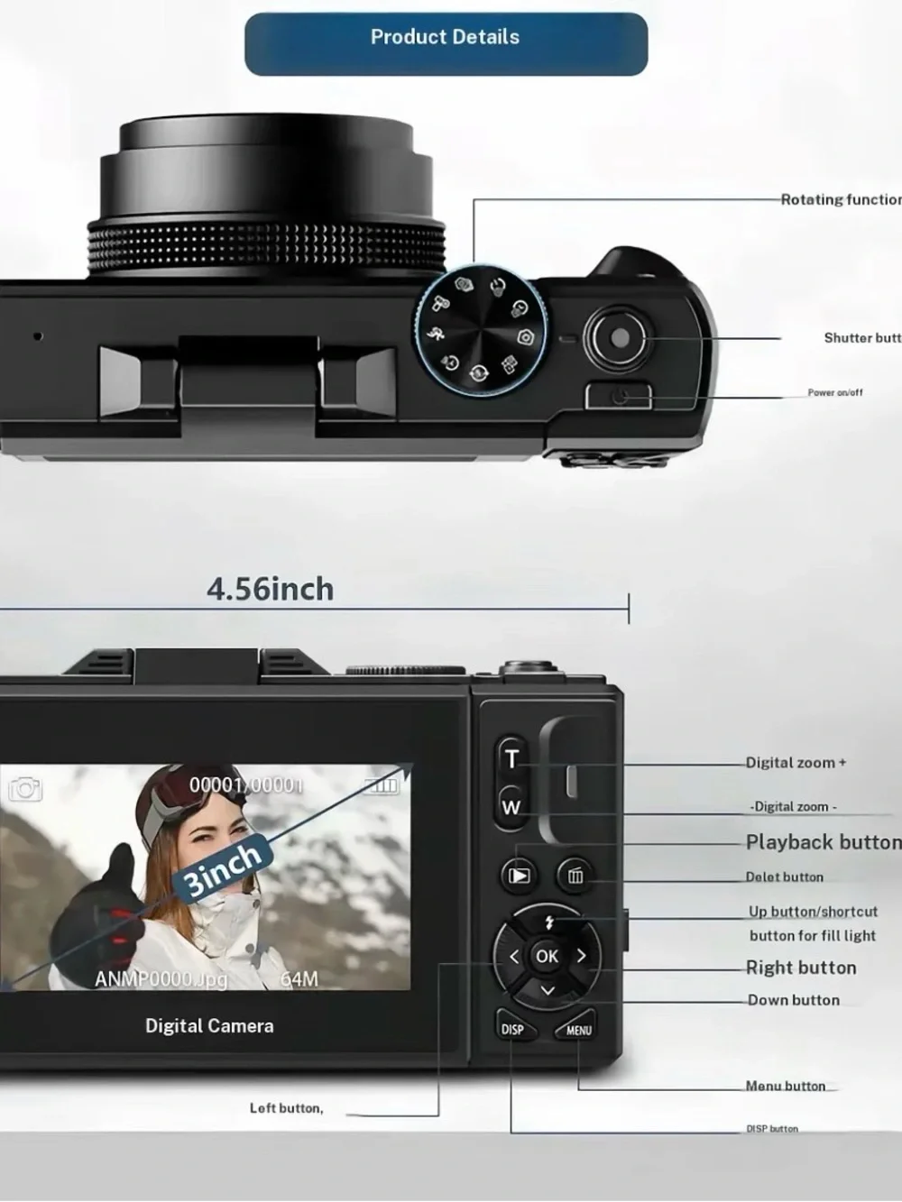 Black 4K Digital Camera with Flip LCD Screen